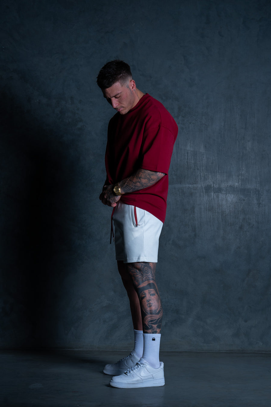 Lil Lock Shorts - Soft White Ft. Blood Red