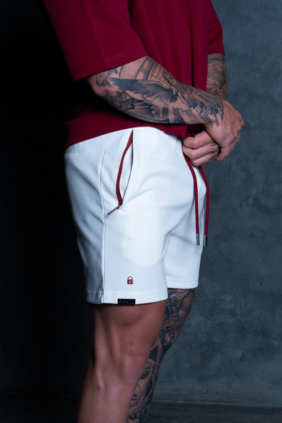 Lil Lock Shorts - Soft White Ft. Blood Red