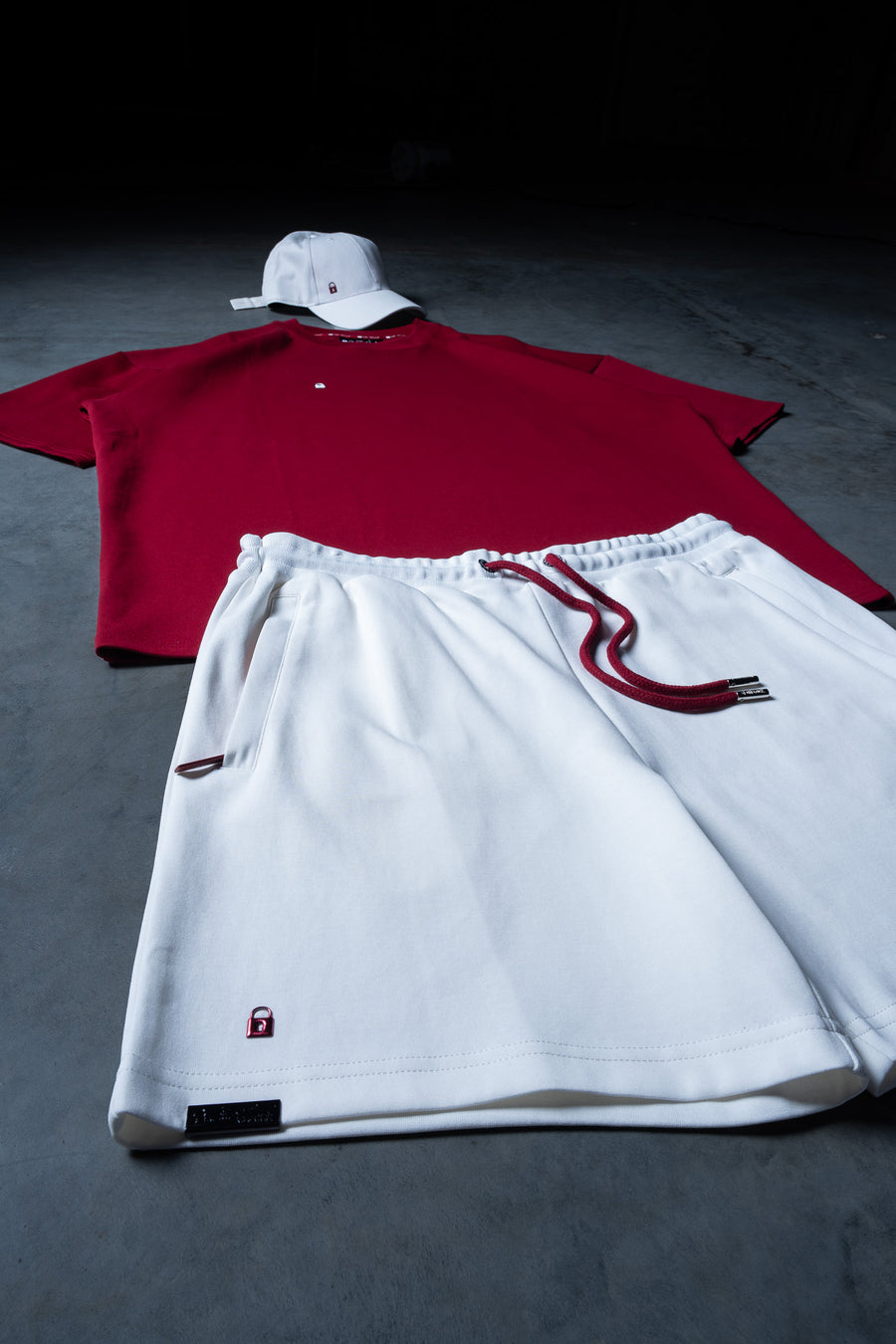 Lil Lock Shorts - Soft White Ft. Blood Red