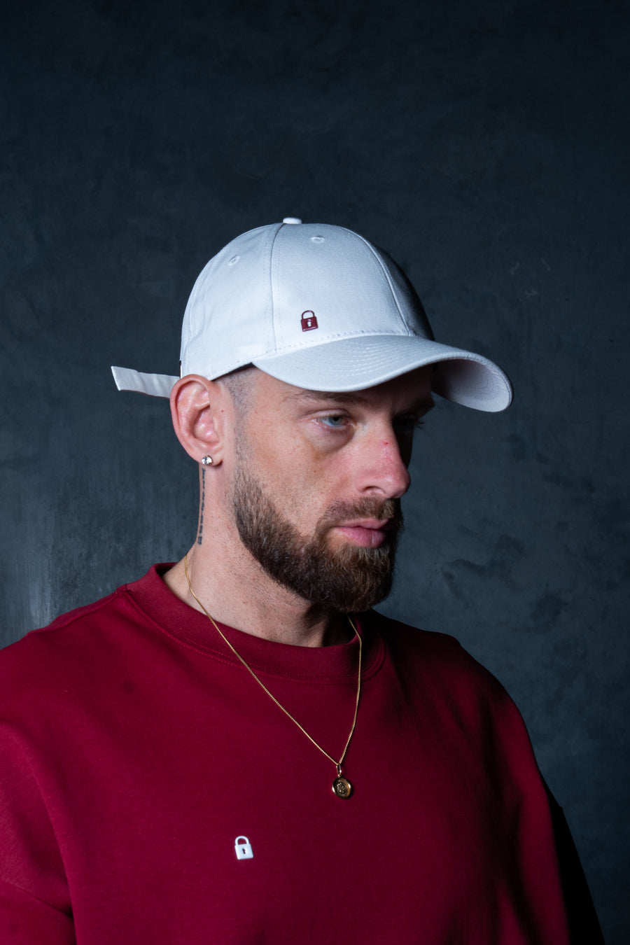 Lil Lock Strap Back - Soft White Ft. Blood Red