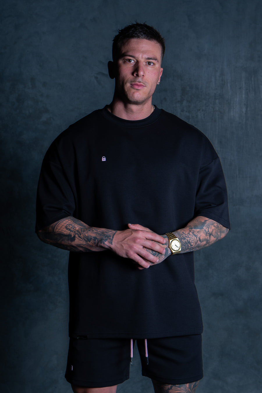 Lil Lock Tee - Black Ft. Rose