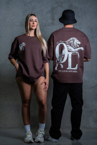 LION HEARTED TEE - CHOCOLATE - TEESOn Lock Apparel