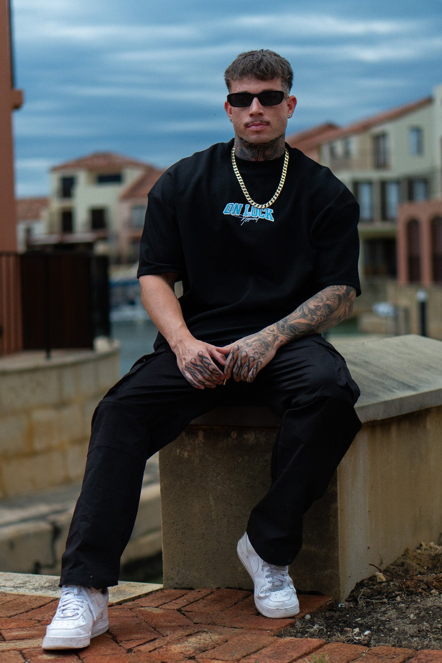 MONOLITH TEE - BLACK FT. ARCTIC BLUE - TEESOn Lock Apparel
