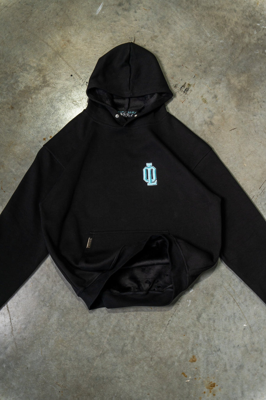 OL SERIES HOODIE - PITCH BLACK FT. ARCTIC BLUE - On Lock Apparel XS HOODIES