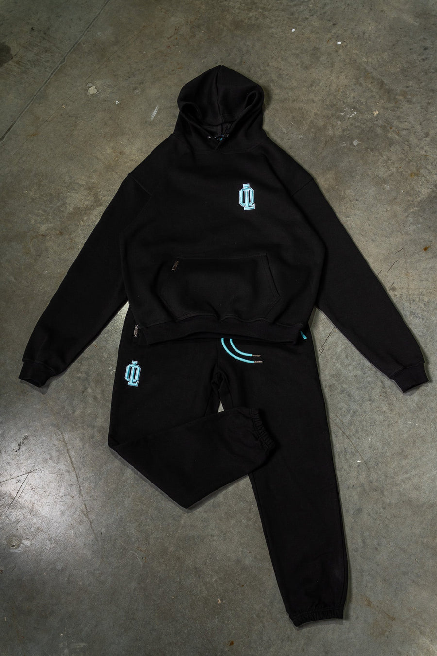 OL SERIES HOODIE - PITCH BLACK FT. ARCTIC BLUE - On Lock Apparel XS HOODIES