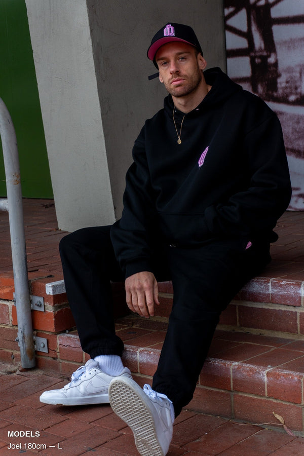 OL SERIES HOODIE - PITCH BLACK FT. PINK