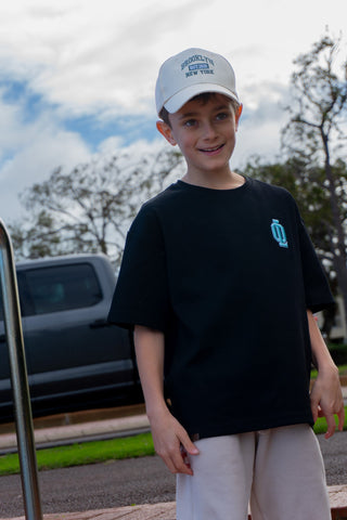 OL SERIES KIDS TEE - PITCH BLACK FT. ARCTIC BLUE - On Lock Apparel 6 TEES