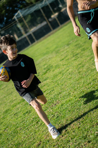 OL SERIES KIDS TEE - PITCH BLACK FT. ARCTIC BLUE - On Lock Apparel 6 TEES