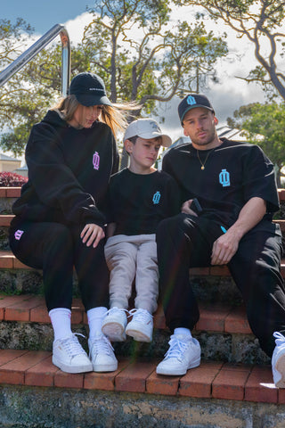 OL SERIES KIDS TEE - PITCH BLACK FT. ARCTIC BLUE - On Lock Apparel 6 TEES