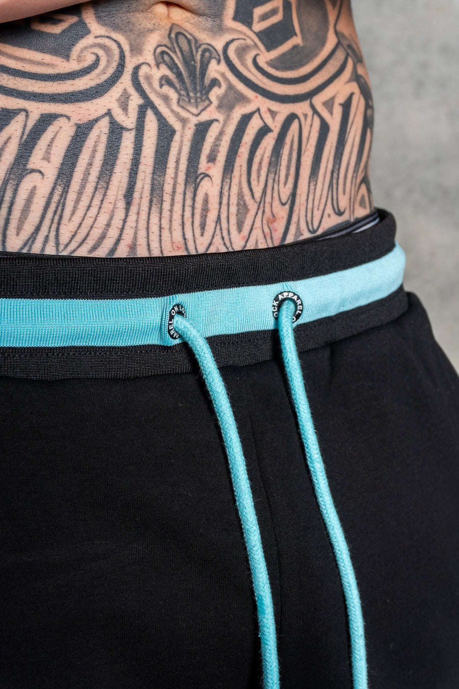 OL SERIES SHORTS - PITCH BLACK FT. ARCTIC BLUE - On Lock Apparel XS SHORTS