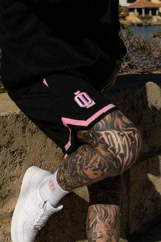 OL SERIES SHORTS - PITCH BLACK FT. PINK - On Lock Apparel XS SHORTS
