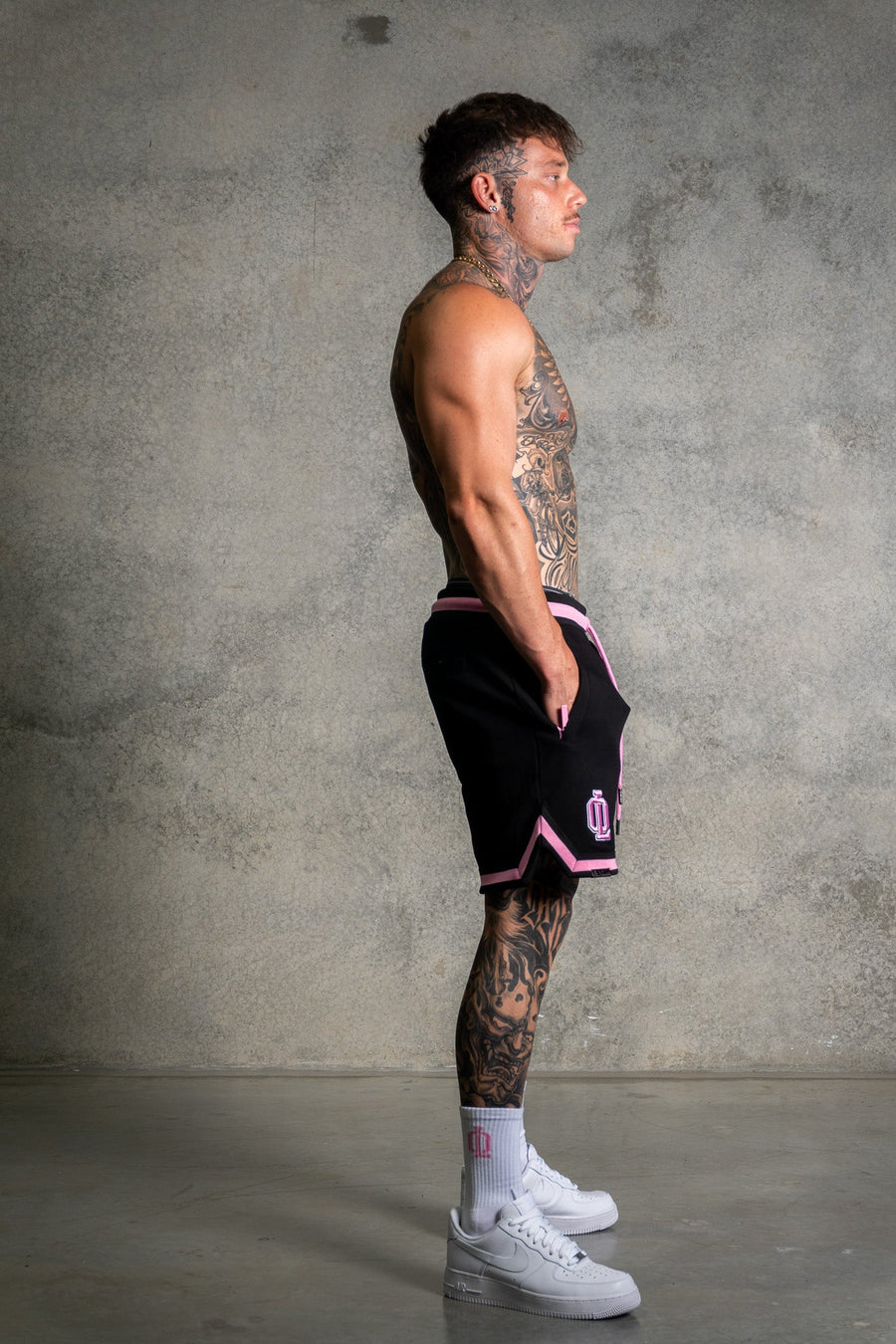 OL SERIES SHORTS - PITCH BLACK FT. PINK - On Lock Apparel XS SHORTS