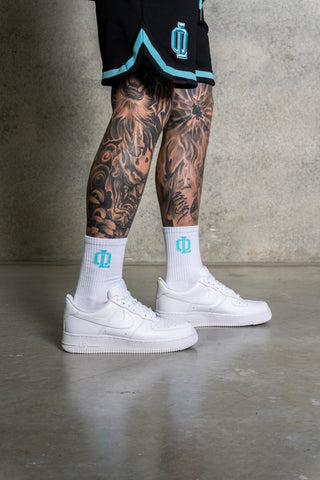 OL SERIES SOCKS - WHITE FT. ARCTIC BLUE - On Lock Apparel Default Title ACCESSORIES