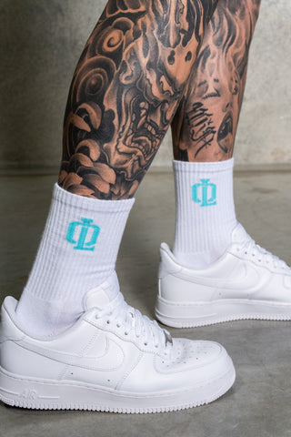 OL SERIES SOCKS 3PK - WHITE FT. ARCTIC BLUE - ACCESSORIESOn Lock Apparel