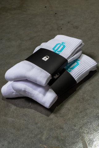 OL SERIES SOCKS 3PK - WHITE FT. ARCTIC BLUE - ACCESSORIESOn Lock Apparel