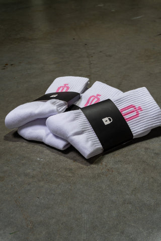 OL SERIES SOCKS 3PK - WHITE FT. PINK - ACCESSORIESOn Lock Apparel