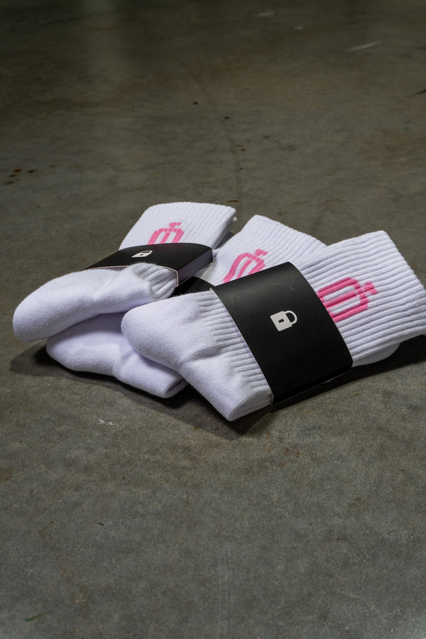 OL SERIES SOCKS 3PK - WHITE FT. PINK