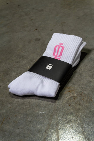 OL SERIES SOCKS - WHITE FT. PINK - On Lock Apparel Default Title ACCESSORIES