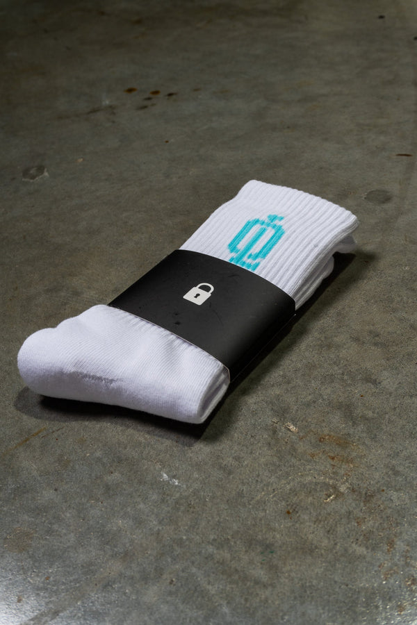OL SERIES SOCKS - WHITE FT. ARCTIC BLUE