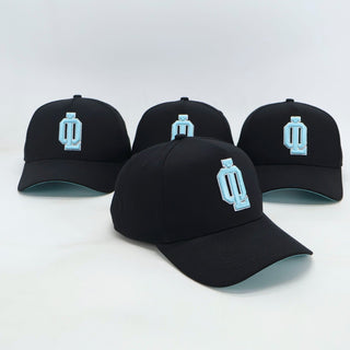 OL SERIES STRAP BACK - PITCH BLACK FT. ARCTIC BLUE - On Lock Apparel Default Title HEADWEAR