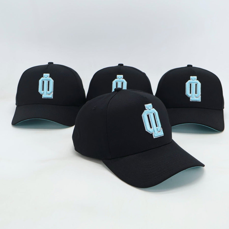 OL SERIES STRAP BACK - PITCH BLACK FT. ARCTIC BLUE - On Lock Apparel Default Title HEADWEAR