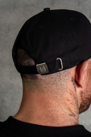 OL SERIES STRAP BACK - PITCH BLACK FT. ARCTIC BLUE - On Lock Apparel Default Title HEADWEAR