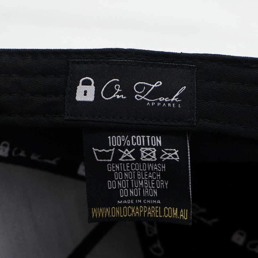 OL SERIES STRAP BACK - PITCH BLACK FT. ARCTIC BLUE - On Lock Apparel Default Title HEADWEAR