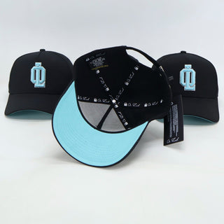 OL SERIES STRAP BACK - PITCH BLACK FT. ARCTIC BLUE - On Lock Apparel Default Title HEADWEAR