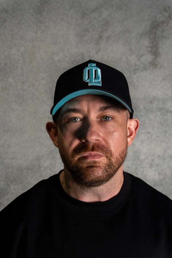 OL SERIES STRAP BACK - PITCH BLACK FT. ARCTIC BLUE