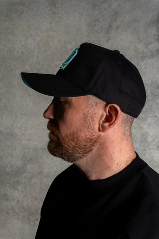 OL SERIES STRAP BACK - PITCH BLACK FT. ARCTIC BLUE - On Lock Apparel Default Title HEADWEAR