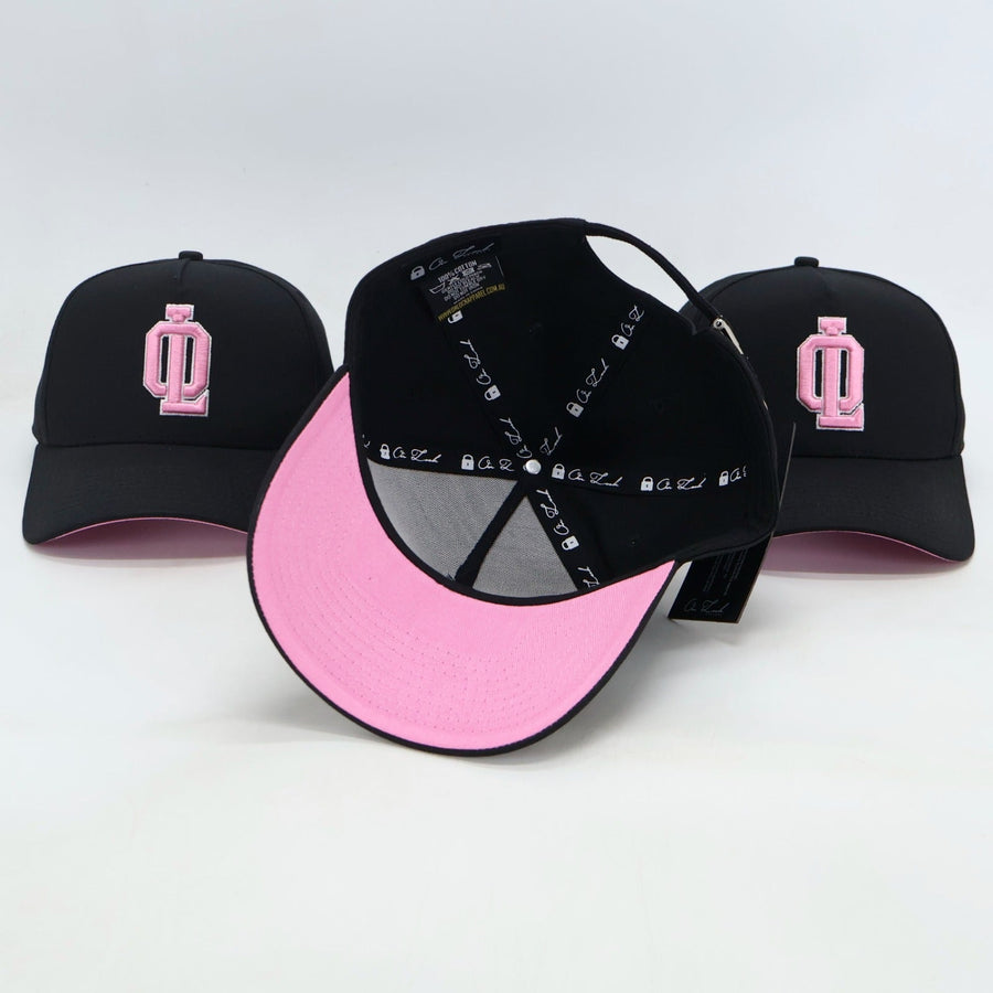 OL SERIES STRAP BACK - PITCH BLACK FT. PINK - On Lock Apparel Default Title HEADWEAR