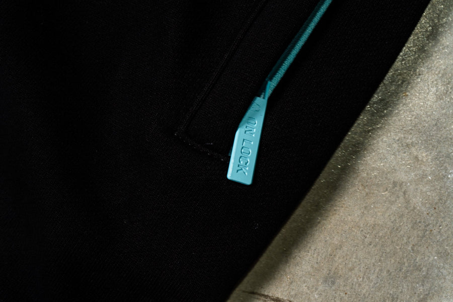 OL SERIES SWEATPANTS - PITCH BLACK FT. ARCTIC BLUE - On Lock Apparel XS SWEATPANTS