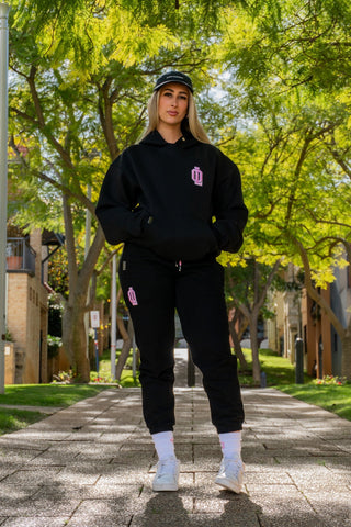 OL SERIES SWEATPANTS - PITCH BLACK FT. PINK - On Lock Apparel XS SWEATPANTS