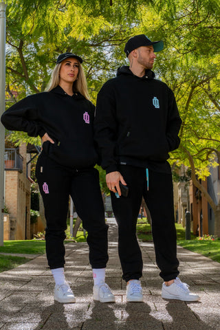 OL SERIES SWEATPANTS - PITCH BLACK FT. PINK - On Lock Apparel XS SWEATPANTS