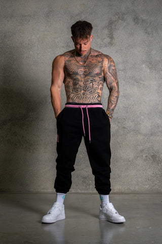 OL SERIES SWEATPANTS - PITCH BLACK FT. PINK - On Lock Apparel XS SWEATPANTS