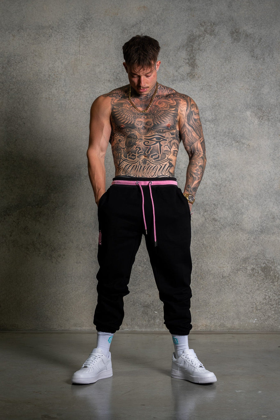 OL SERIES SWEATPANTS - PITCH BLACK FT. PINK - On Lock Apparel XS SWEATPANTS