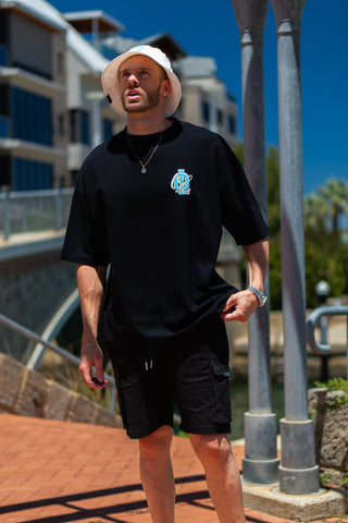 OL SERIES TEE - PITCH BLACK FT. ARCTIC BLUE - TEESOn Lock Apparel35751853531377