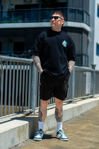 OL SERIES TEE - PITCH BLACK FT. ARCTIC BLUE - TEESOn Lock Apparel35751853531377