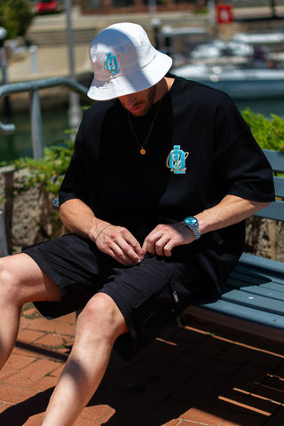 OL SERIES TEE - PITCH BLACK FT. ARCTIC BLUE - TEESOn Lock Apparel35751853531377
