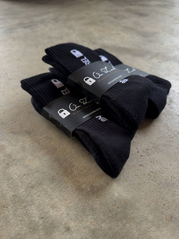 PADLOCK SOCKS 3PK - BLACK