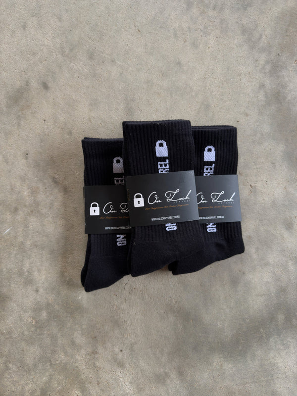 PADLOCK SOCKS 3PK - BLACK