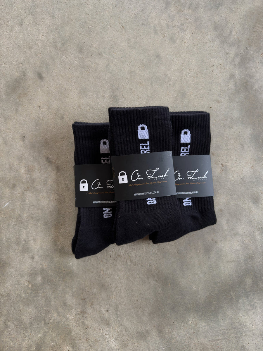 PADLOCK SOCKS 3PK - BLACK - On Lock Apparel Default Title ACCESSORIES