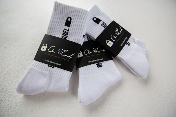PADLOCK SOCKS 3PK - WHITE
