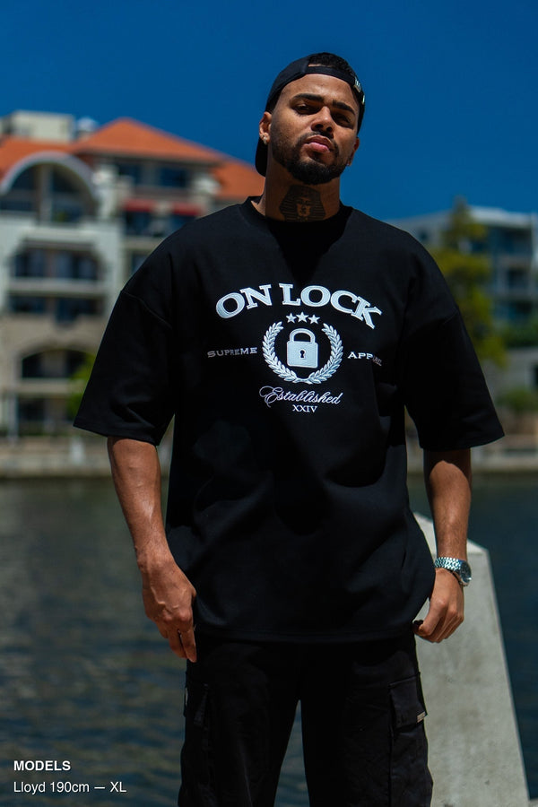 SUPREME TEE - BLACK FT. BB BLUE